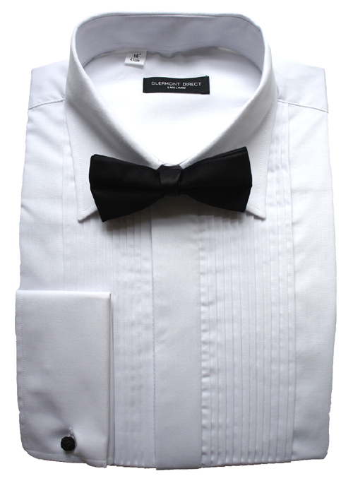 100% Cotton Pleated Fold Down Collar Dress Shirt